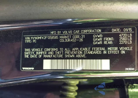 2015 Volvo S60 T5 Premier z USA, uszkodzony, nr VIN YV140MFK2F1358585